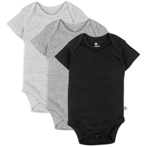 HonestBaby unisex-baby 3-pack Short Sleeve Bodysuits One-piece 100% Organic Cotton for Infant Baby Boys, Girls, Unisex
