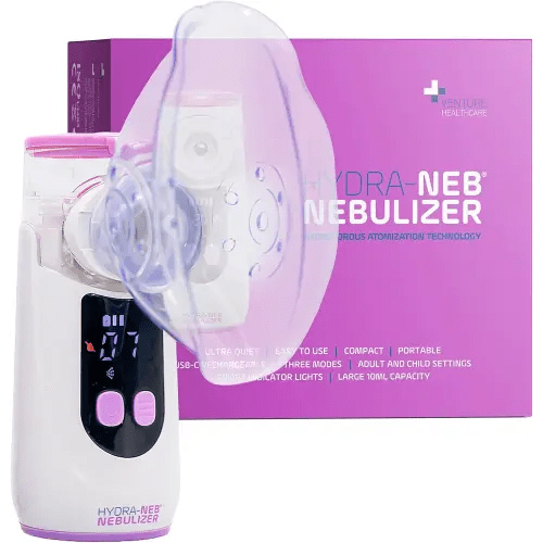 Portable Mesh Nebulizer for Adults, Babies, Infants & Kids, with LED Screen, Quiet, Self-Cleaning & Re-Chargeable, Compatible with Saline Solution, Moisturizes Airways