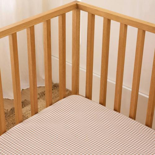 Leo Washed Cotton - Lyle Gingham Cot Fitted Sheet | Sheet Society