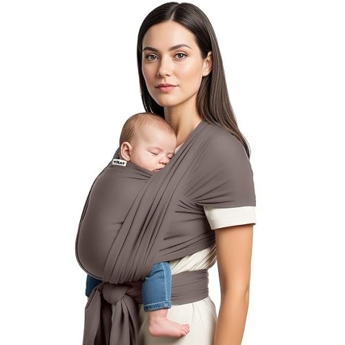 Yolay Baby Wrap Carrier Easy to Wear Soft Baby Carrier Sling Hands Free Adjustable Baby Carrier for Newborn to Toddler Upto 50 lbs, Light Grey