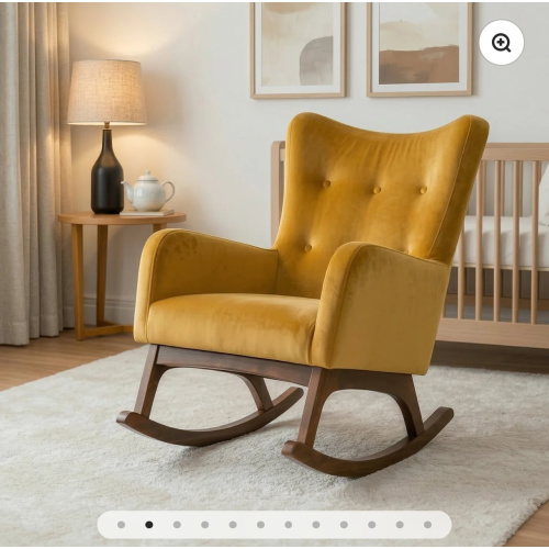 Charlotte Yellow Velvet Rocking Chair