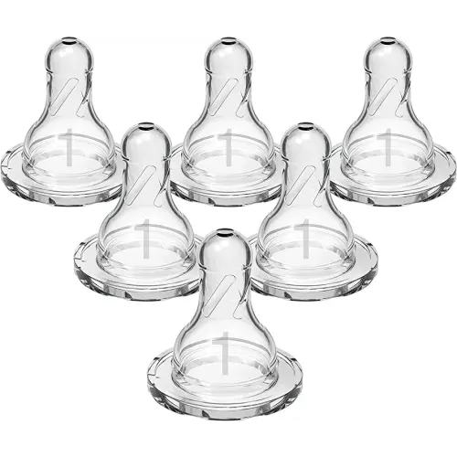 Dr. Brown’s Natural Flow Level 1 Narrow Baby Bottle Silicone Nipple, Slow Flow, 0m+, 100% Silicone Bottle Nipple, 6 Count (Pack of 1)