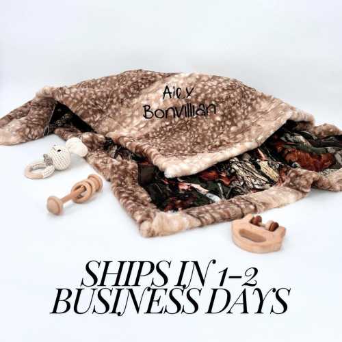 Personalized Camo Baby Blanket Minky Security Blanket Hunting Baby Shower Gift Custom Name Military Woodland Nursery Decor Boy Girl Gift