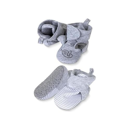 Rising Star Baby Girls & Boys Booties, Non Slip Grippers Slippers for Infants Ages 6-9 Months (Gray Elephant)