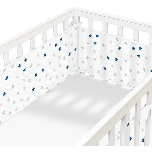 4 Side Covers Mesh Crib Liner, Soft Crib Padding for Sides,Provide All-Round Protection,Protector for Sides,Suitable for Full-Size Cribs (522-star)