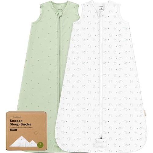 2-Pack Baby Sleep Sacks, Zipper Wearable Blanket - 100% Organic Cotton 0.5TOG, Soft Lightweight Toddler Sleeping Sack 12-24 months, Easy to Wear Newborn Swaddles Sleepsack (Bunnies, L)
