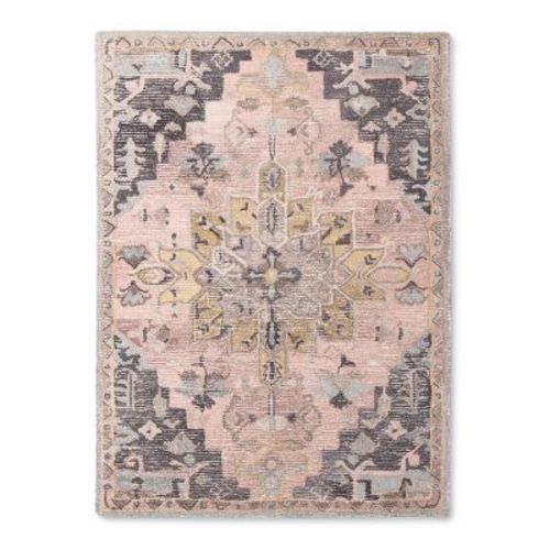 5'x7' Damask Tufted Area Rug Ivory/Black - Threshold™: Traditional Wool Floral Pattern, Medium Pile, Indoor Use