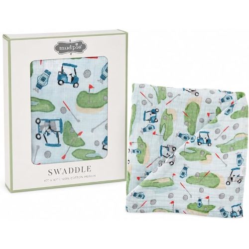 Mud Pie Muslin Swaddle, Golf , 47x47 Inch (Pack of 1)