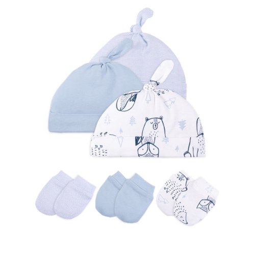 Little Star Baby Boy 6 Pk Hats & Mittens Set, Size Newborn-9 Months