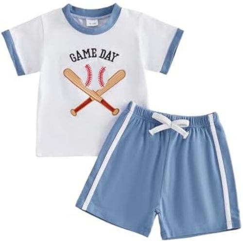 Toddler Baby Boy Baseball Outfit Summer Clothes Casual Short Sleeve Shirt & Shorts 2Pcs Set