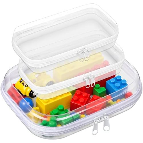 3 Pack Clear Hard Shell Zipper Case, Waterproof Cosmetic Bag Toy Storage Organizer Pencil Case Hard Plastic Pouch for Travel Office Home