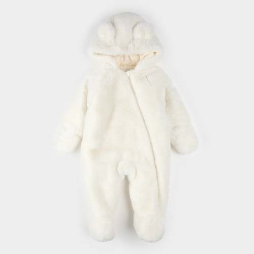 Combinaison d'ours en peluche blanc cassé