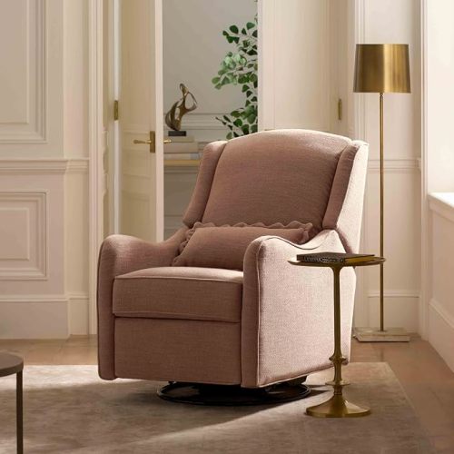 Namesake Devon Glider Recliner, Performance Dusty Rose Eco-Basketweave