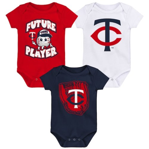 Newborn & Infant Minnesota Twins Navy/Red/White Minor League Player Three-Pack Bodysuit Set