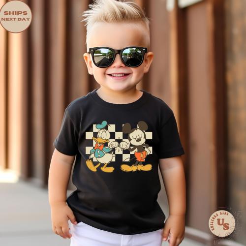 Checkered Donald And Mickey Toddler T-Shirt, Disney Friends Shirt, Mickey Mouse And Donald Duck Kids Shirt, Best Friends Shirt