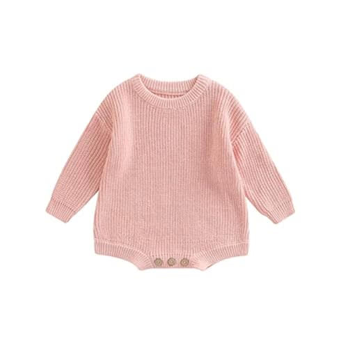 woshilaocai Baby Boy Girl Sweater Oversized Long Sleeve Romper Warm Crewneck Bodysuit Knitted Winter Clothes