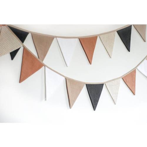 Linen Fabric Bunting Banner: Neutral Nursery Garland