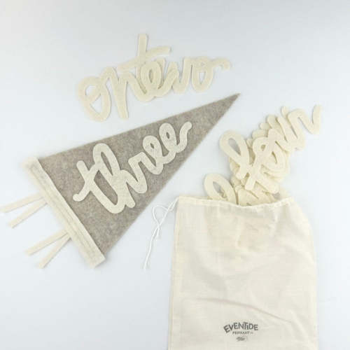 Monthly Milestone Pennant // beige with cream, cursive numbers