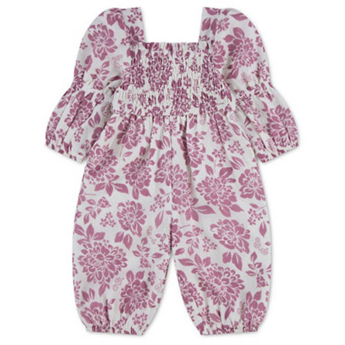 Baby Girls' Long-Sleeve Smocked Boho Jumpsuit