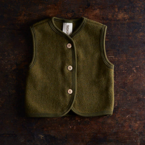 Eider Baby & Kids Vest - Merino Wool Fleece - Seaweed