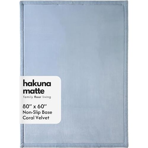 Hakuna Matte CloudSoft Baby Play Mat for Floor 60" x 80" Blue