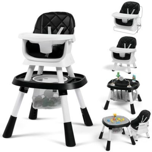 TODECARE 15-in-1 Convertiable High Chair for Babies and Toddlers, Highchair & Activity Center, Booster Seat w/5-Point Harness & Removable Tray, Black