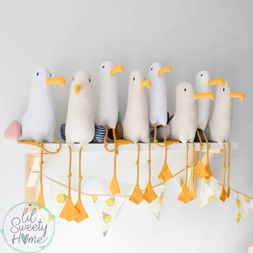 Seagull, Stuffed Linen Seagull, Sea Bird, Seagull Toy, Fabric Seagull, Nautical decor, Handmade Toy,