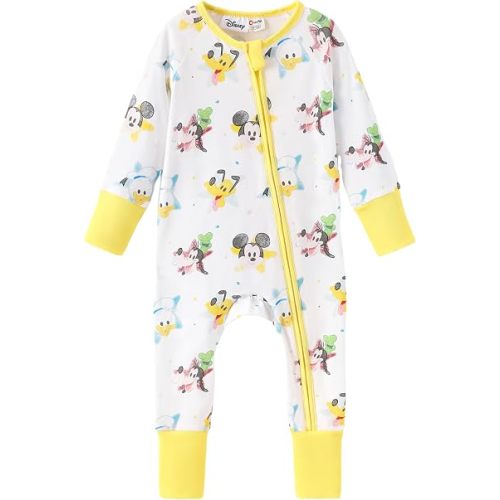 Disney Baby Organic Cotton Zipper Footie Clothes Romper Outfit for Nb-Inf