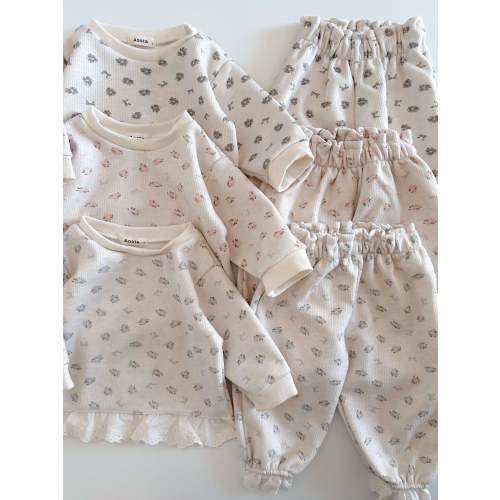 Baby Toddler Aosta Floral Print Lace Trim Hem Sweatshirt and Pants Set (3m-5y) - 3 Colors | AT NOON STORE