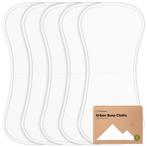 Organic Burp Cloths Baby Boy & Girl - 5-Pack Super Absorbent Cotton Burping Cloths for Babies, Soft & Plush Newborn Spit Up Rags, Infant Towels for Milk Spit Up, Unisex, Large 21" x 10" (Soft White)