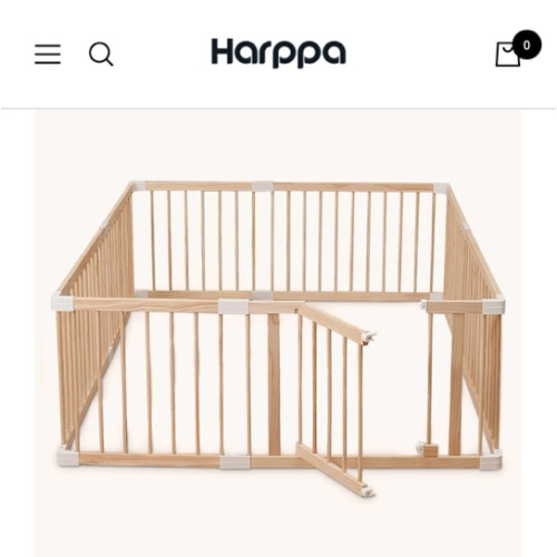 HARPPA Wooden Baby Gate Playpen | Non-Toxic Foldable DIY Adjustable Play Yard for Infants & Toddlers – Natural Finish Baby Fence for Small & Large Spaces