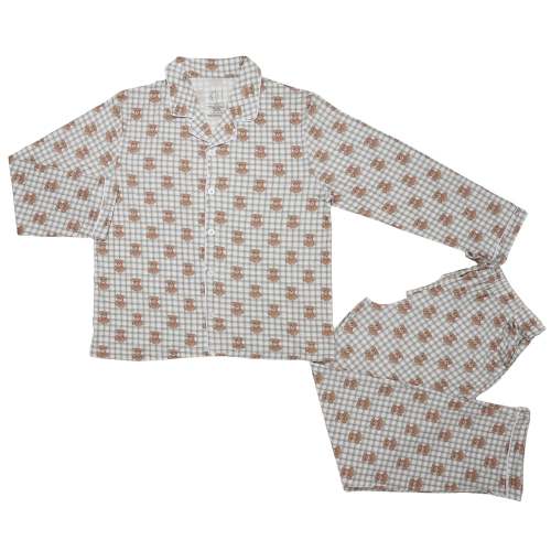 Womens Beary Merry Christmas Long Sleeve Button Down Bamboo Loungewear – Hamner Hill