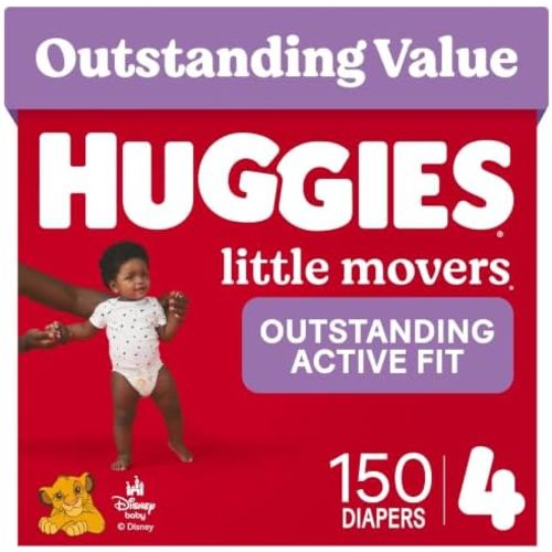 Huggies Little Movers Diapers Size 4, 150 Count (6 Packs of 25)