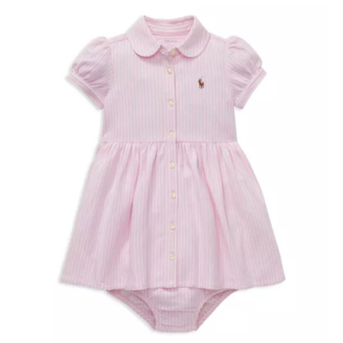 Girls' Striped Oxford Dress & Bloomers Set - Baby