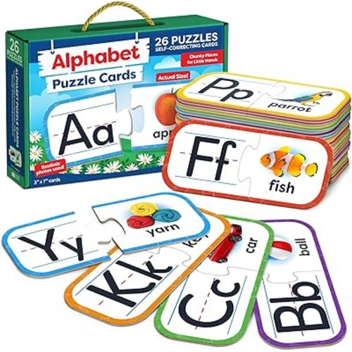 Alphabet Puzzle Games for Kindergarten - 26 Pairs Self-Correcting ABC Puzzle Alphabet Matching Game - ABC Learning for Toddlers Letters Matching Game - Preschool Educational Learning Toys Activities