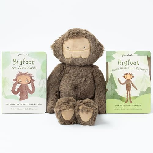 Slumberkins 14" Bigfoot Kin & 2 Board Books Complete Set Bundle | Soft Plush Toy for Ages 0+ | Enhances Self-Esteem & Positive Relationships (Bigfoot Kin Plush + 2 Board Books)