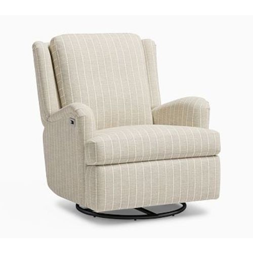 Chris Loves Julia Roll Arm Power Recliner Performance Textured Stripe Natural