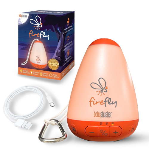 Firefly by Baby Shusher the Portable Sleep Sound Machine with Adjustable Amber Night Light for Newborns & Toddlers