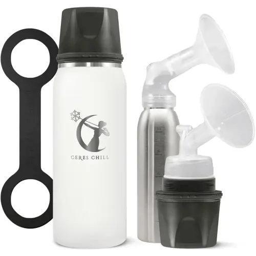 Ceres CHILL OG Breastmilk Chiller & Warmer – 12–34oz Portable Breast Milk Cooler, Storage & Baby Bottle for Travel, Work or On-The-Go – Pump Compatible Container – Future’s So Bright White