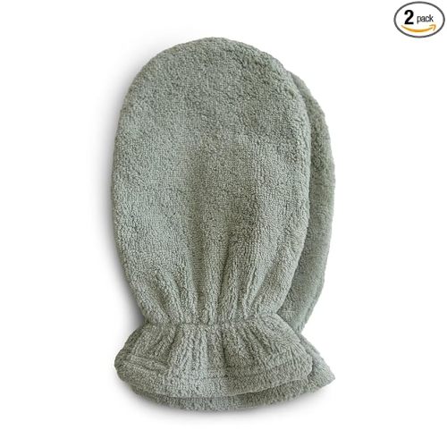 mushie Baby Bath Mitt | Organic Cotton | Pack of 2 (Moss)