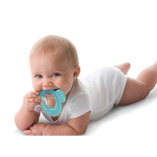 Nuby Silicone TeeThe-EEZ Teether with Bristles, Includes Hygienic Case, Aqua (Count of 2) - Aqua (count of 2)