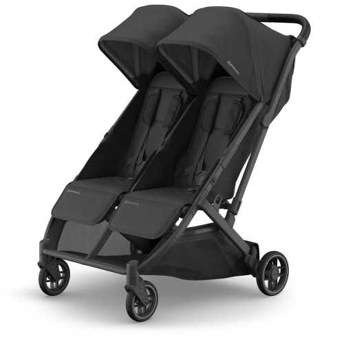 UPPAbaby Minu Duo Compact Double Stroller - Jake (Charcoal / Carbon Frame / Black Leather)