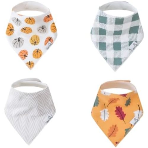 Copper Pearl Baby Bibs 4 Pack, Bandana Drool Bibs for Baby Girl & Boy, Soft Cotton Teething Bibs, Karver