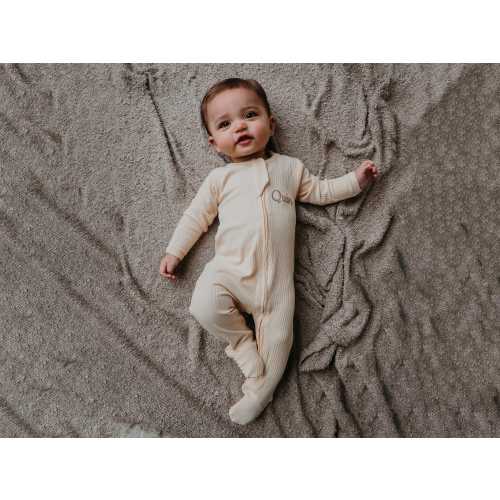 Personalised Kids Organic Ribbed Cotton Zip-up Baby Romper - Embroidered - Perfect for Baby - Days Out - Adventures - Travel