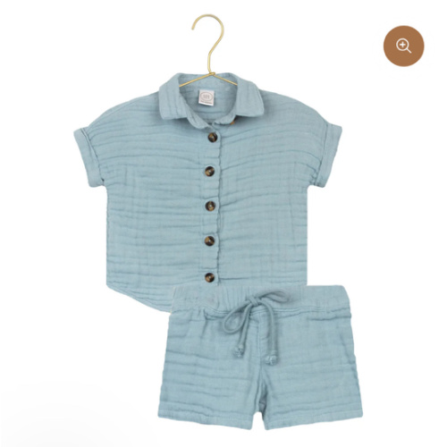 Cloud Muslin™ Shirt + Short Set - Steel