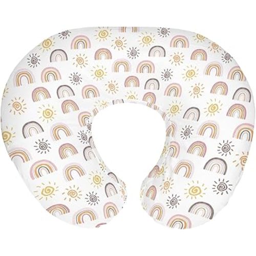 Boho Rainbow Sun Baby Nursing Pillow Covers for Boy Girl Summer Sunshine Nursery Feeding Pillowcase for Breastfeeding Pillows Rainbow Lovers Gift Soft Stretchy Removable Covers for Newborn Infant