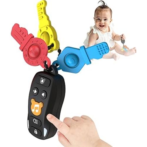 Baby Keys Toy - Baby Toy Car Keys Toddlers Pretend Keys with Music & Light Interactive Musical Sensory Learning Toys Birthday Gifts for Boys Girls Infant Kid Age 6+ Months