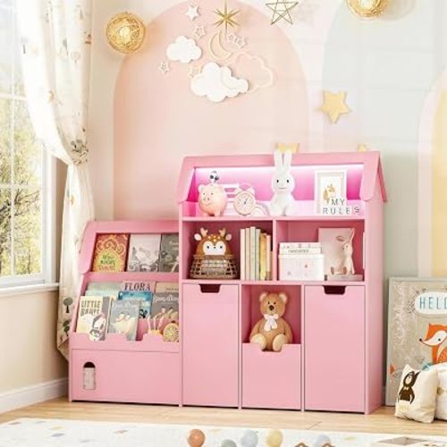 Vabches 70" Toy Storage Organizer and Castle-Shaped Kids Bookshelf