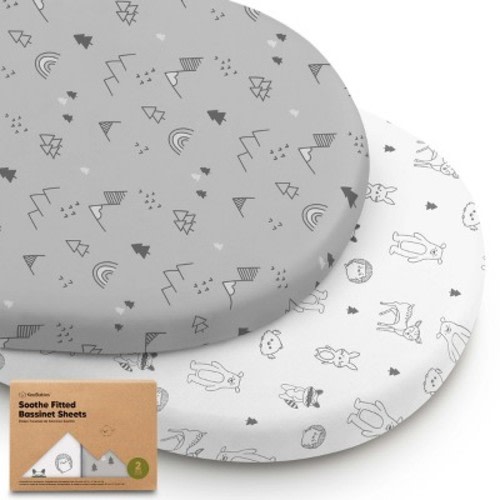 KeaBabies Organic Bassinet Sheet for Baby Girls, Boys, 2-Pack Soothe Bassinet Fitted Sheets, Bedside Bassinet Mattress Sheet