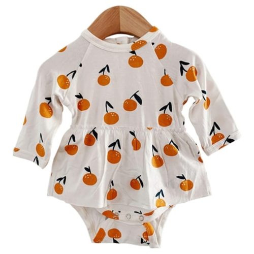 Long Sleeve Skirted Bodysuit, Oranges